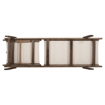 Beach Lounger Milos Hm10685.01 Beech Wood In Walnut-ecru Textilene Cushion Cover 204x65x92,5hcm.