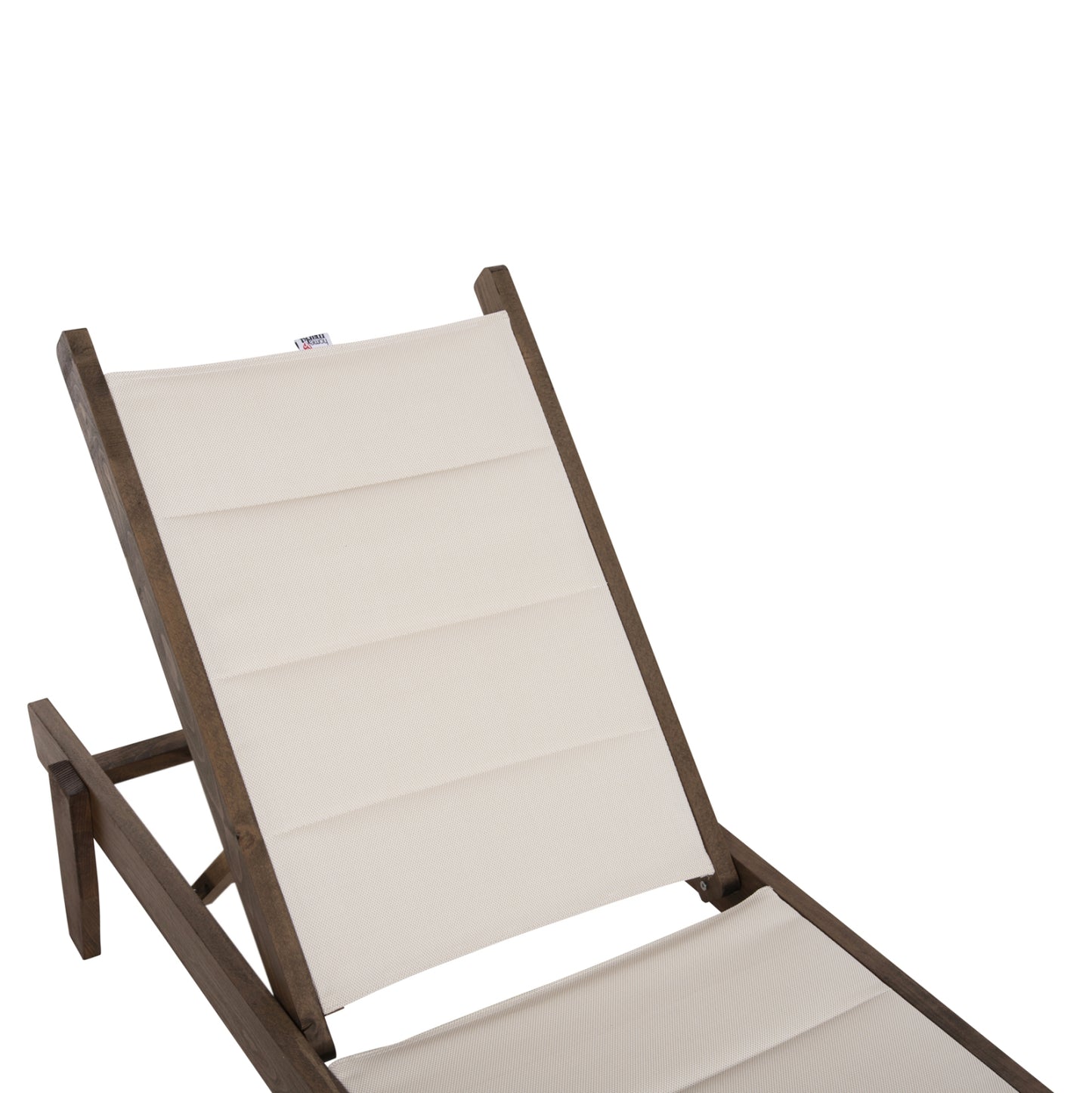 Beach Lounger Milos Hm10685.01 Beech Wood In Walnut-ecru Textilene Cushion Cover 204x65x92,5hcm.