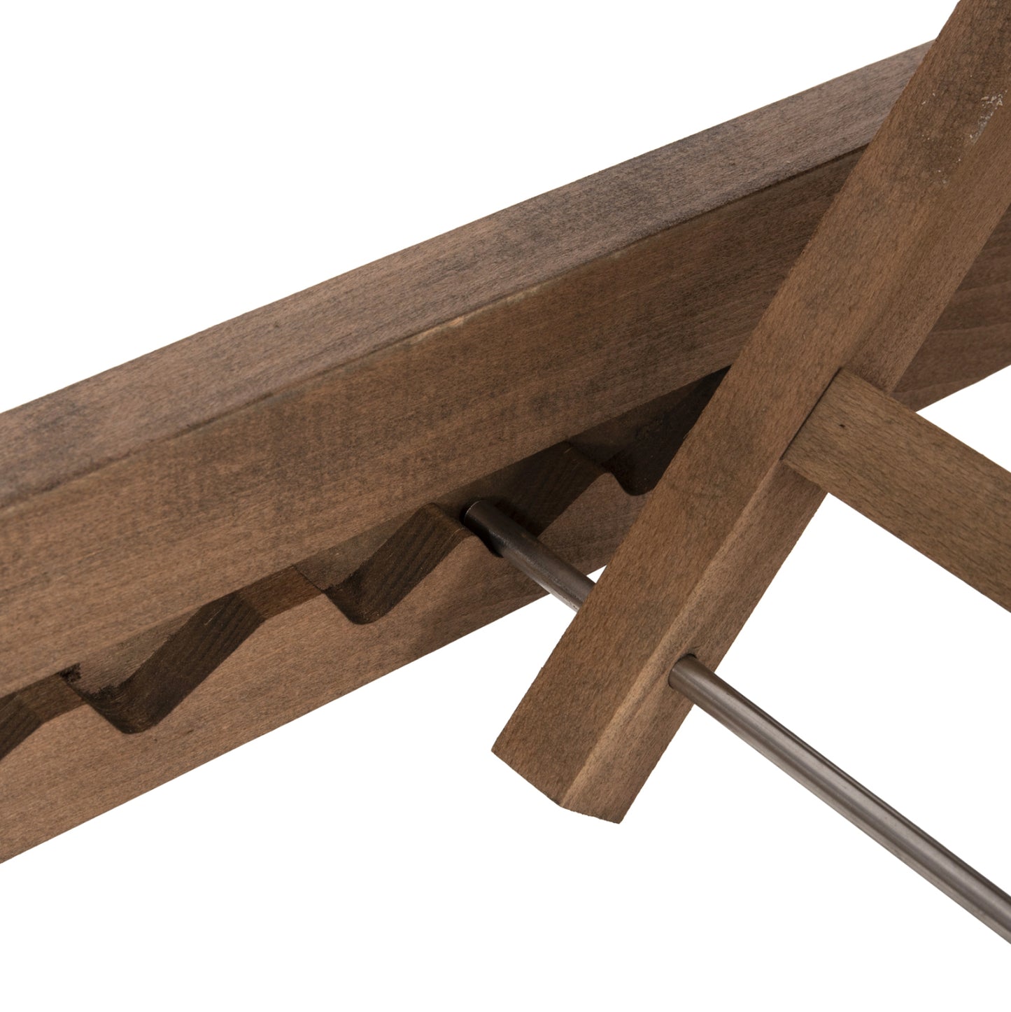 Beach Lounger Milos Hm10685.01 Beech Wood In Walnut-ecru Textilene Cushion Cover 204x65x92,5hcm.