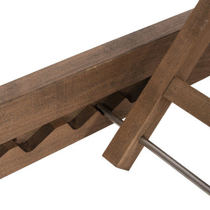 Beach Lounger Milos Hm10685.01 Beech Wood In Walnut-ecru Textilene Cushion Cover 204x65x92,5hcm.