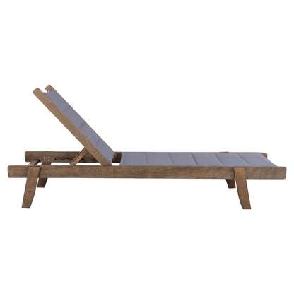 Beach Lounger Milos Hm10685.02 Beech Wood In Walnut-grey Textilene Cushion Cover 204x65x92,5hcm.