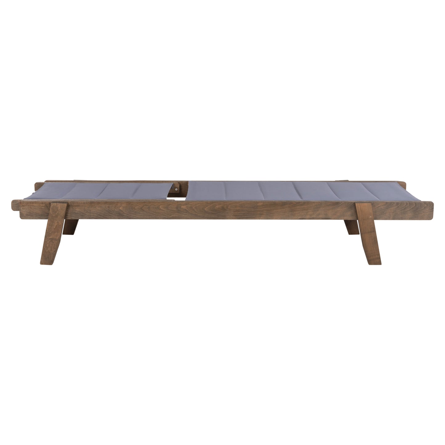 Beach Lounger Milos Hm10685.02 Beech Wood In Walnut-grey Textilene Cushion Cover 204x65x92,5hcm.