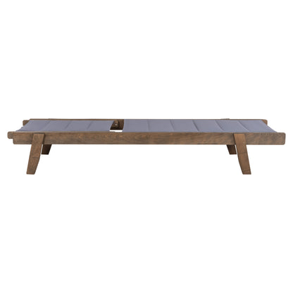 Beach Lounger Milos Hm10685.02 Beech Wood In Walnut-grey Textilene Cushion Cover 204x65x92,5hcm.