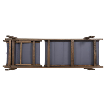Beach Lounger Milos Hm10685.02 Beech Wood In Walnut-grey Textilene Cushion Cover 204x65x92,5hcm.