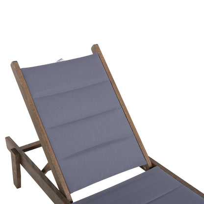 Beach Lounger Milos Hm10685.02 Beech Wood In Walnut-grey Textilene Cushion Cover 204x65x92,5hcm.