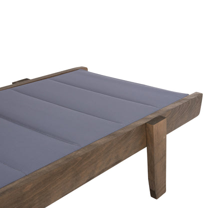 Beach Lounger Milos Hm10685.02 Beech Wood In Walnut-grey Textilene Cushion Cover 204x65x92,5hcm.