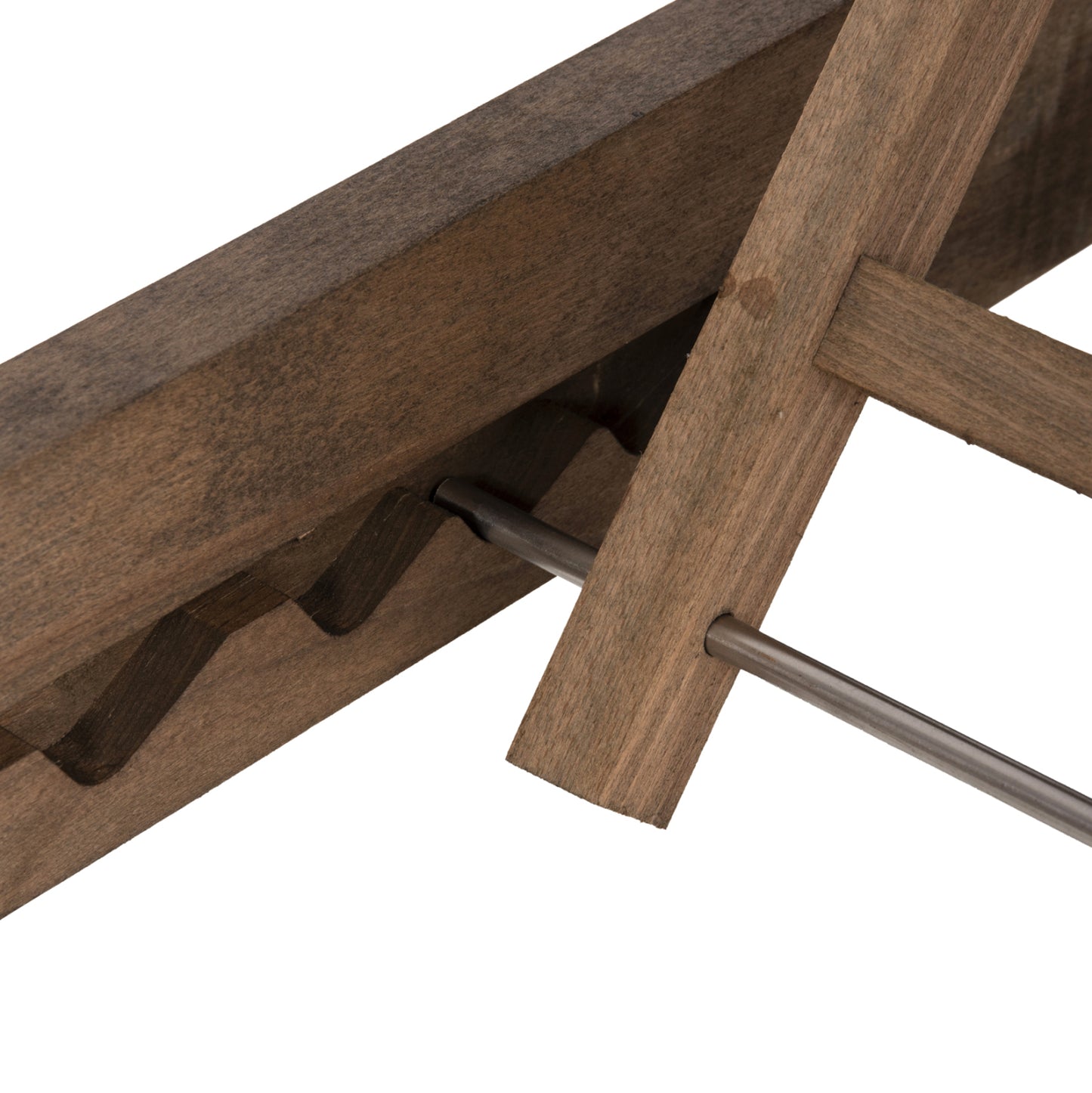 Beach Lounger Milos Hm10685.02 Beech Wood In Walnut-grey Textilene Cushion Cover 204x65x92,5hcm.