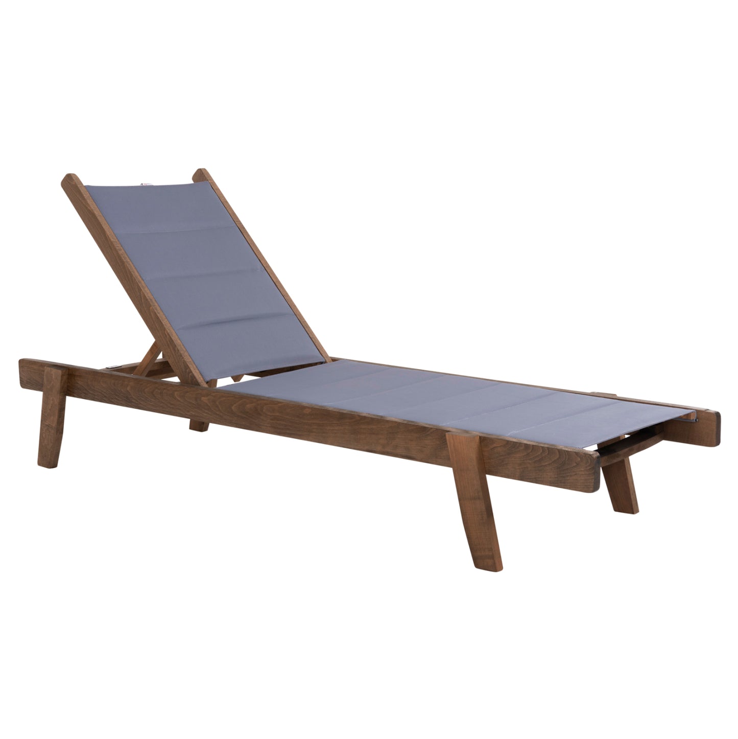 Beach Lounger Milos Hm10685.02 Beech Wood In Walnut-grey Textilene Cushion Cover 204x65x92,5hcm.
