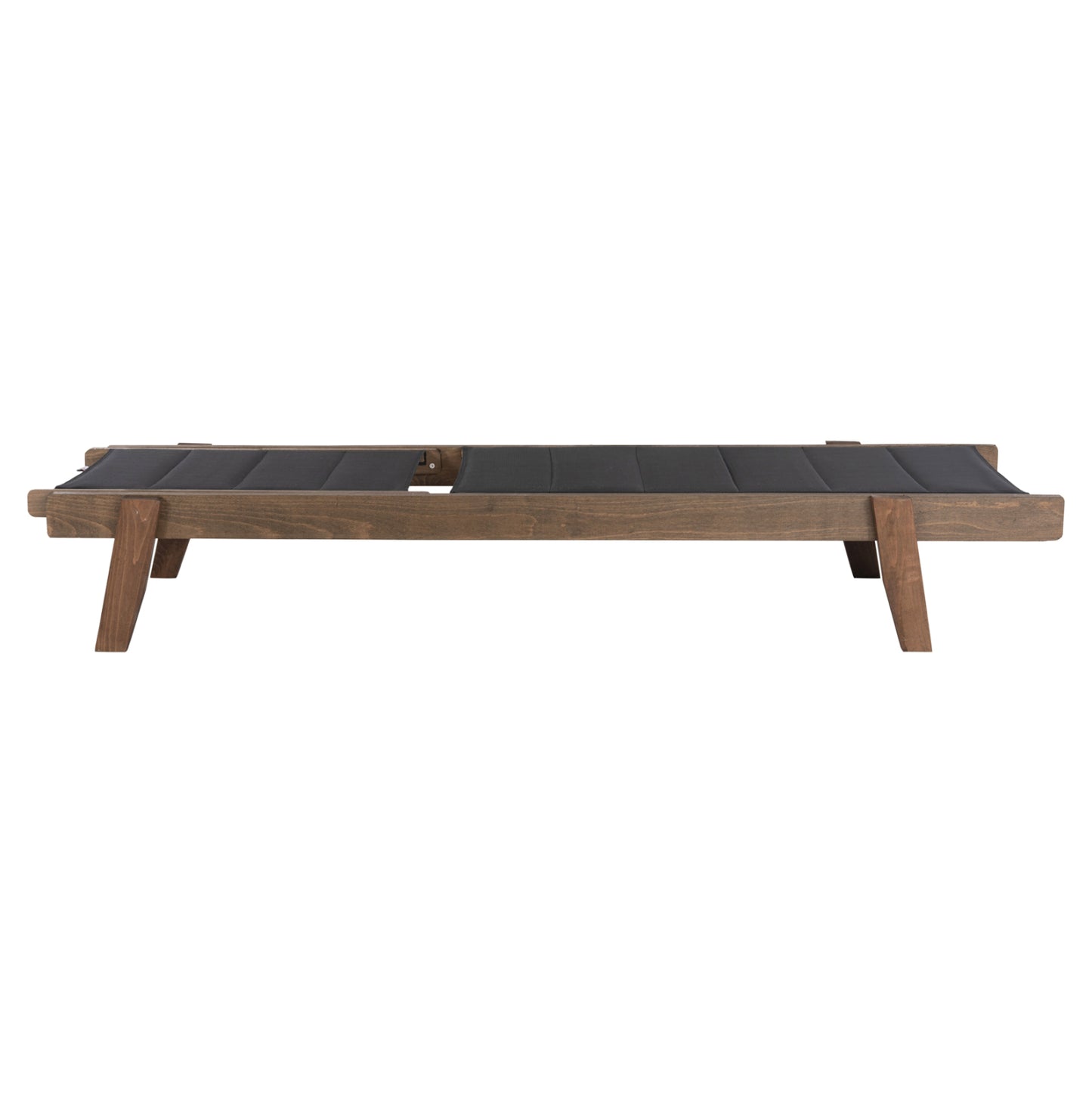 Beach Lounger Milos Hm10685.03 Beech Wood In Walnut-black Textilene Cushion Cover 204x65x92,5hcm.