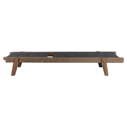 Beach Lounger Milos Hm10685.03 Beech Wood In Walnut-black Textilene Cushion Cover 204x65x92,5hcm.