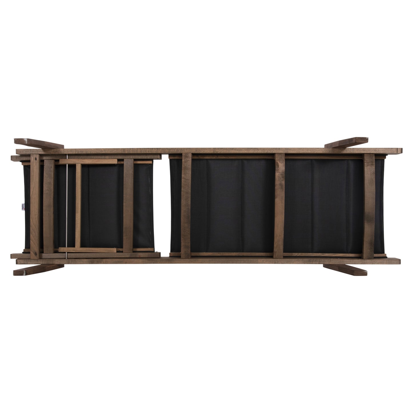 Beach Lounger Milos Hm10685.03 Beech Wood In Walnut-black Textilene Cushion Cover 204x65x92,5hcm.