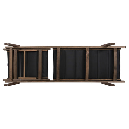 Beach Lounger Milos Hm10685.03 Beech Wood In Walnut-black Textilene Cushion Cover 204x65x92,5hcm.