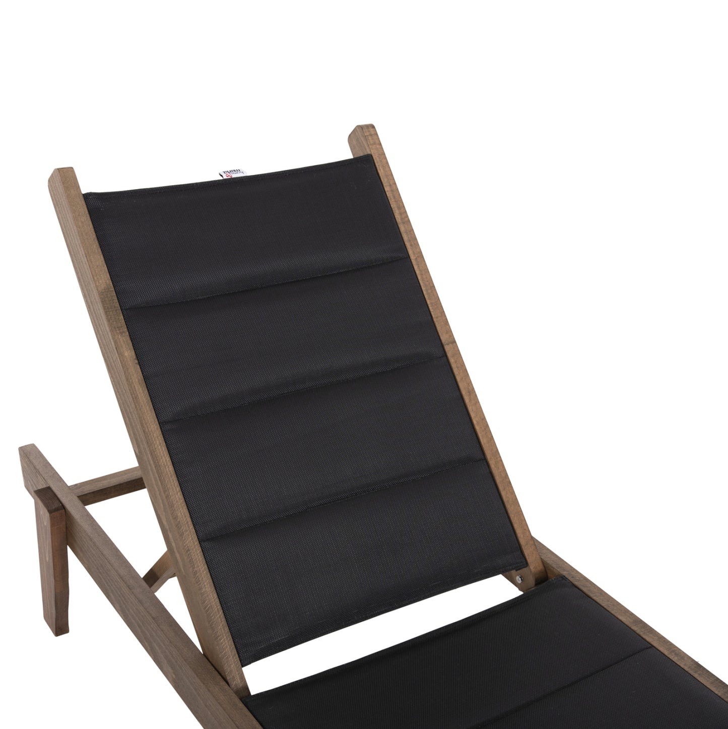Beach Lounger Milos Hm10685.03 Beech Wood In Walnut-black Textilene Cushion Cover 204x65x92,5hcm.