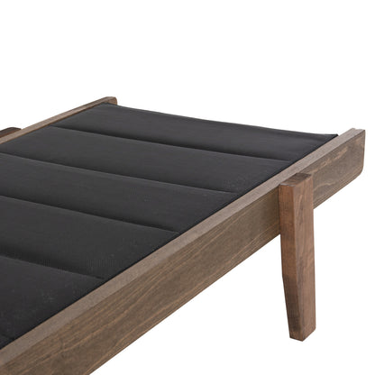Beach Lounger Milos Hm10685.03 Beech Wood In Walnut-black Textilene Cushion Cover 204x65x92,5hcm.