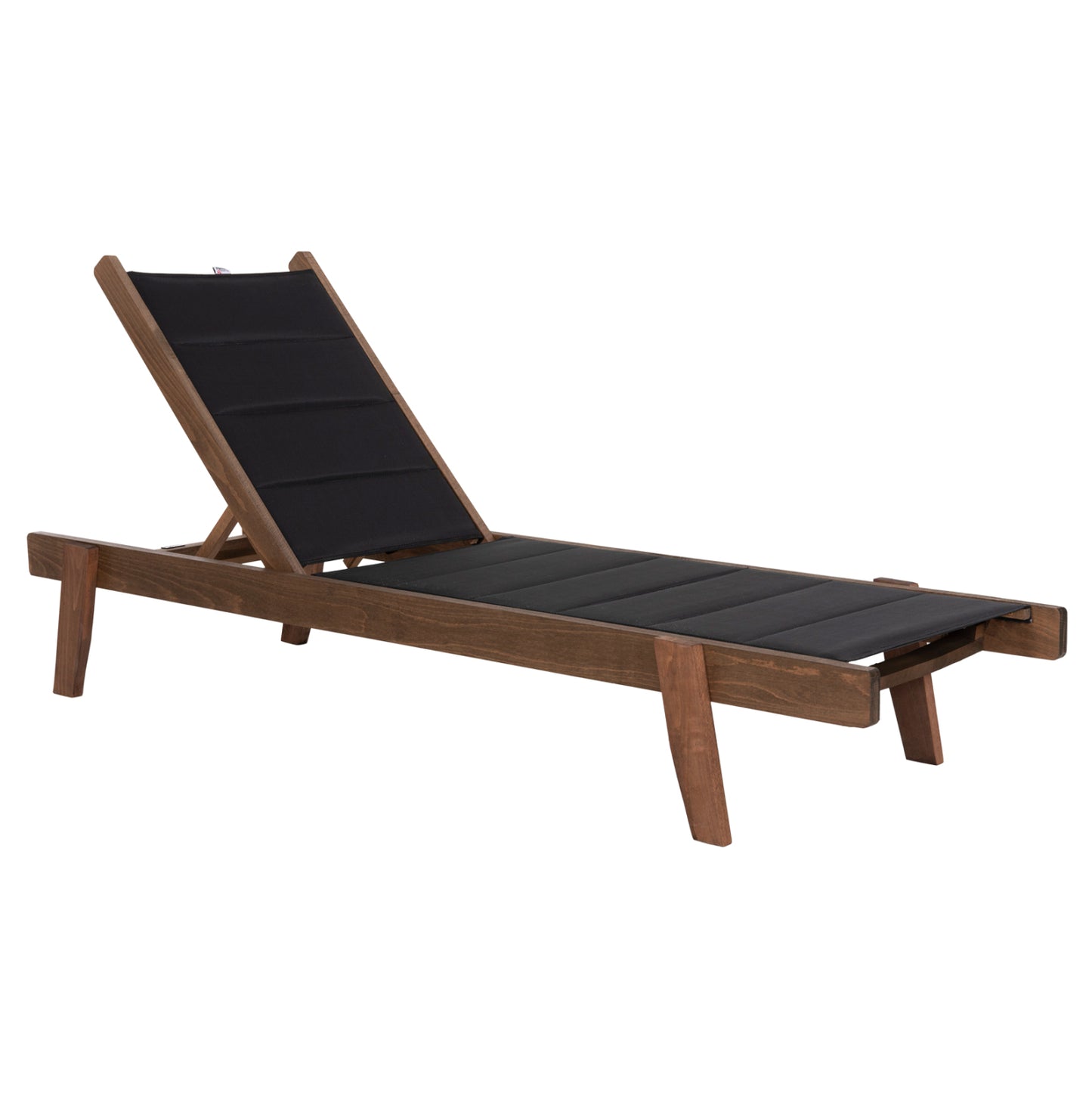 Beach Lounger Milos Hm10685.03 Beech Wood In Walnut-black Textilene Cushion Cover 204x65x92,5hcm.
