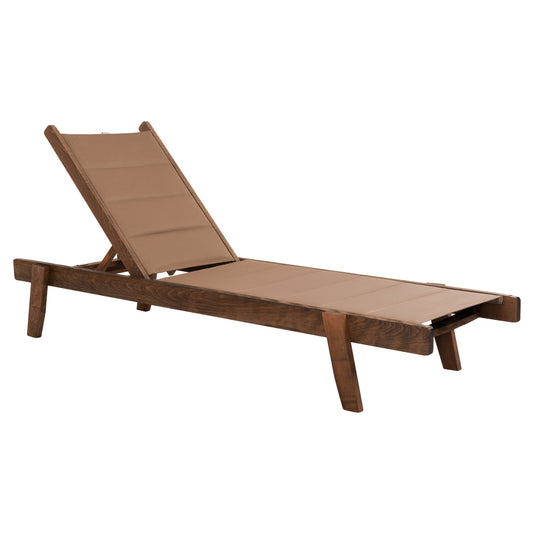 Beach Lounger Milos Hm10685.06 Beech Wood In Walnut-mocha Textilene Cushion Cover 204x65x92,5hcm.