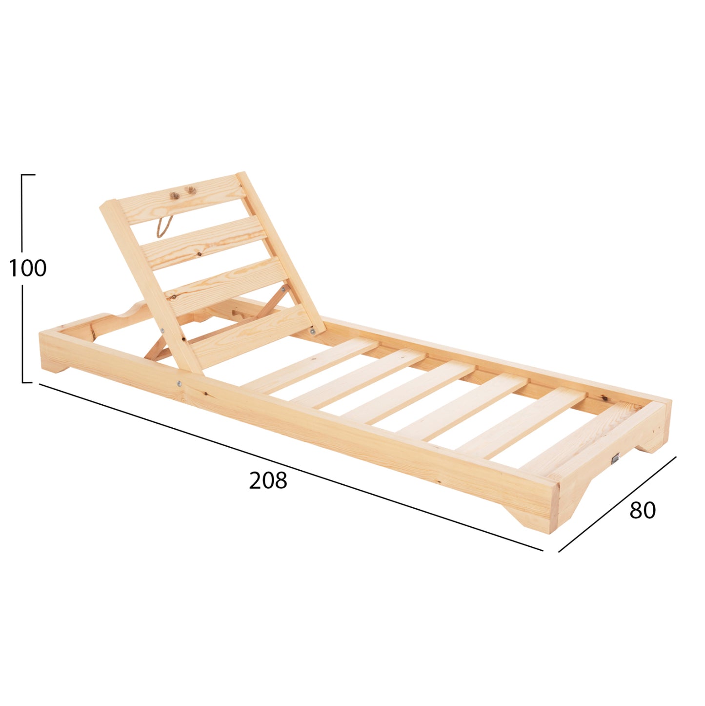 Beach Lounger Ikaria Hm10717.01 Pine Wood In Natural-olefin In Herringbone Color-with Cushion 20cm.