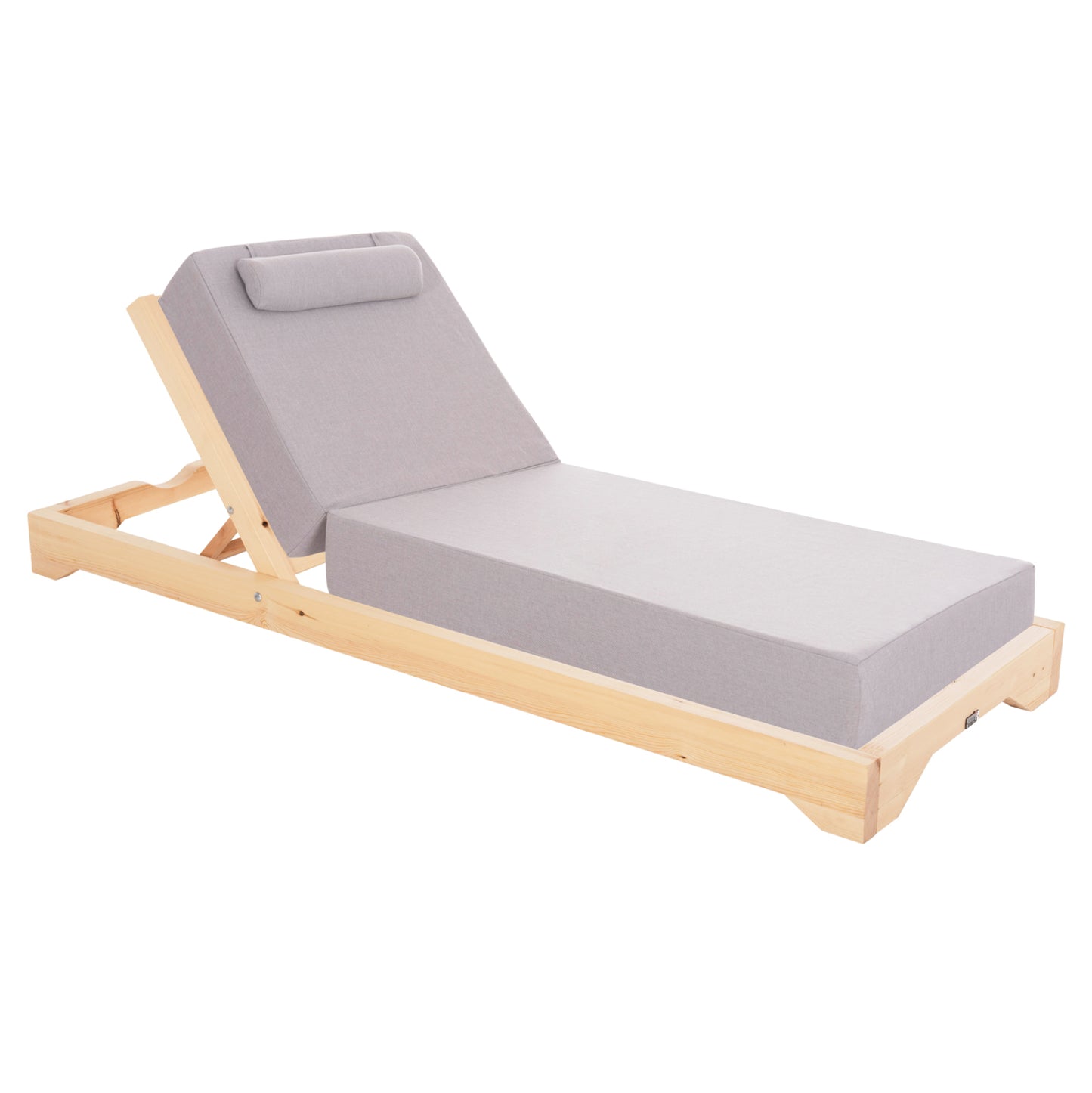 Beach Lounger Ikaria Hm10717.01 Pine Wood In Natural-olefin In Herringbone Color-with Cushion 20cm.