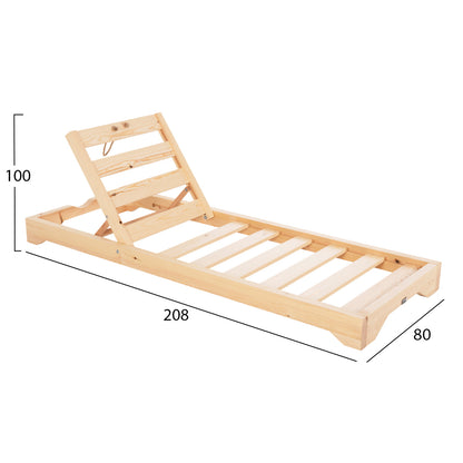 Beach Lounger Ikaria Hm10717.02 Pine Wood In Natural-olefin In Beige-with Cushion 20cm.