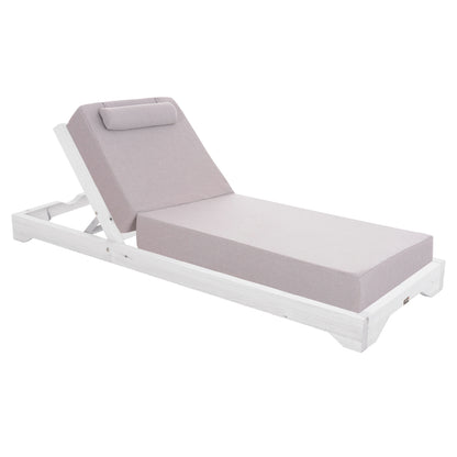 Beach Lounger Ikaria Hm10718.01 Pine Wood In White-olefin In Herringbone Color-with Cushion 20cm.