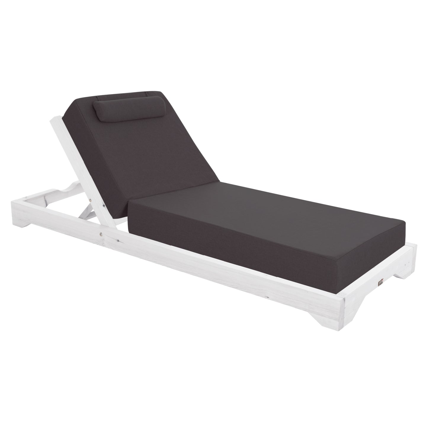 Beach Lounger Ikaria ΗΜ10718.03 Pine Wood In White-olefin In Grey-with Cushion 20cm.
