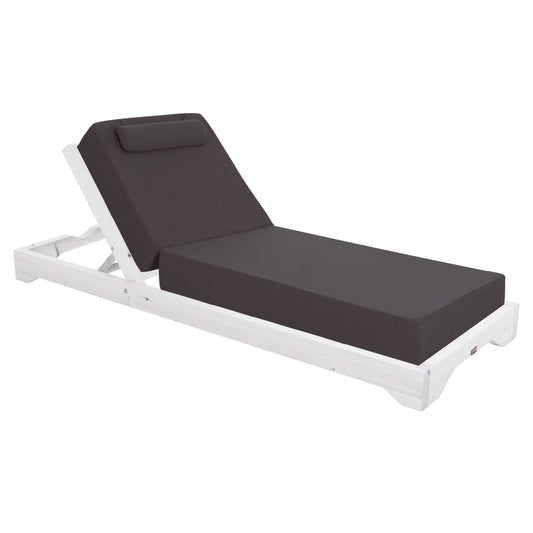 Beach Lounger Ikaria ΗΜ10718.03 Pine Wood In White-olefin In Grey-with Cushion 20cm.