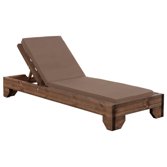 Beach Lounger Korinos Hm10771.04t Pine Wood In Walnut--cushion In Mocha 79x204x77hcm.