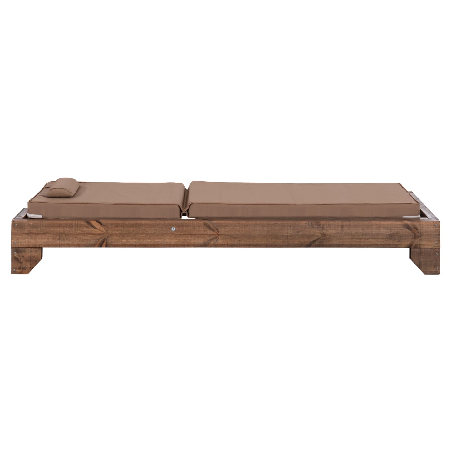 Beach Lounger Korinos Hm10772.04t Pine Wood In Walnut--cushion In Mocha 79x204x77hcm.