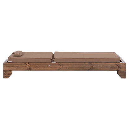 Beach Lounger Korinos Hm10772.04t Pine Wood In Walnut--cushion In Mocha 79x204x77hcm.