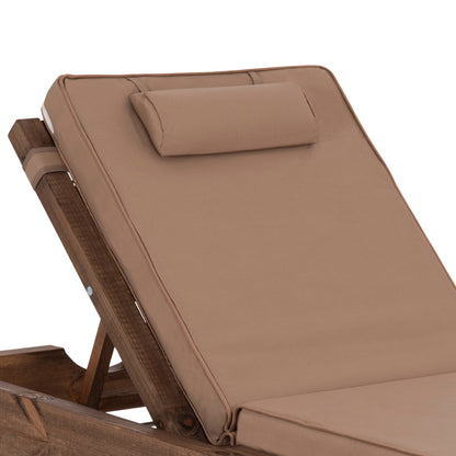 Beach Lounger Korinos Hm10772.04t Pine Wood In Walnut--cushion In Mocha 79x204x77hcm.