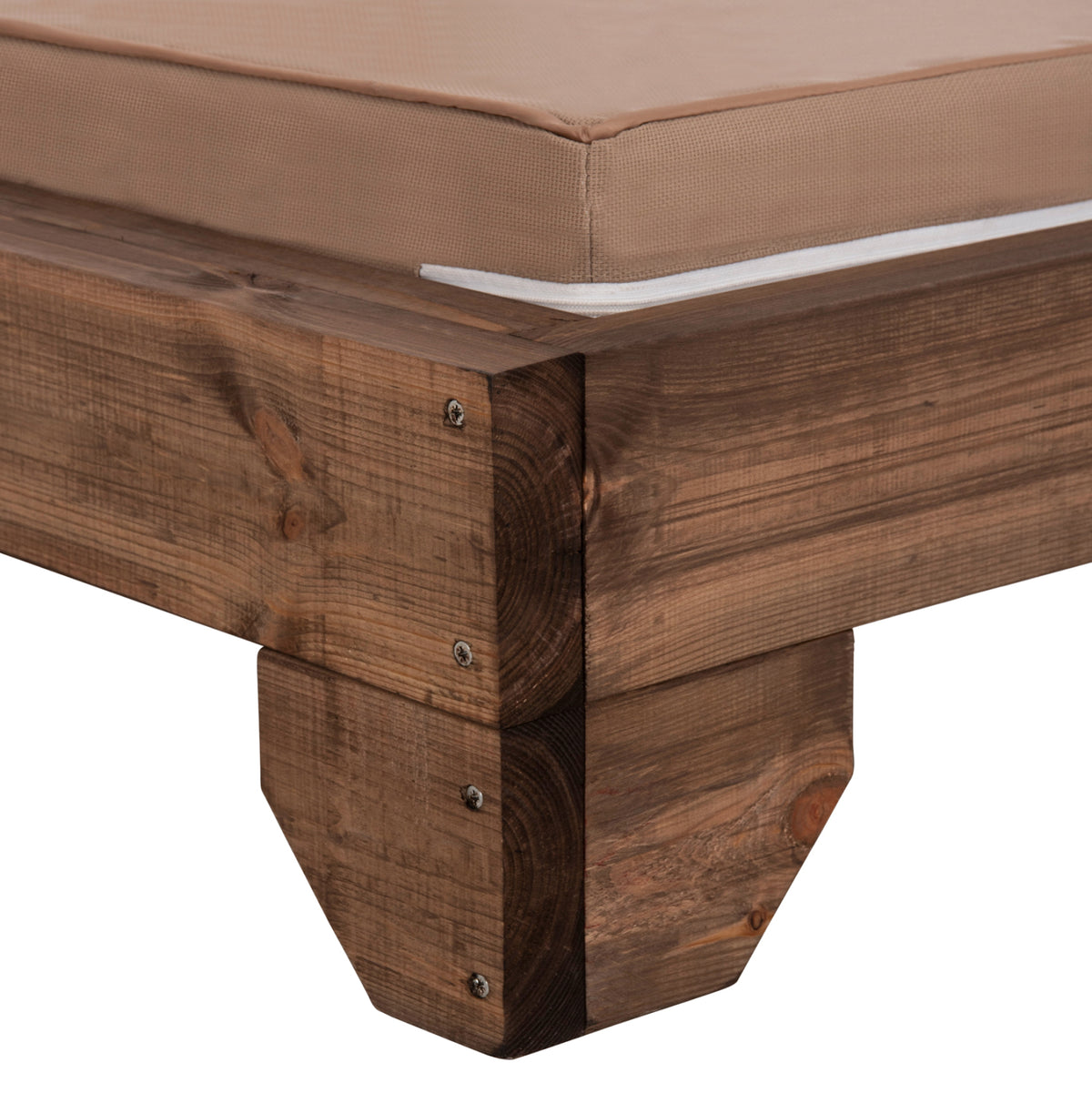Beach Lounger Korinos Hm10772.04t Pine Wood In Walnut--cushion In Mocha 79x204x77hcm.