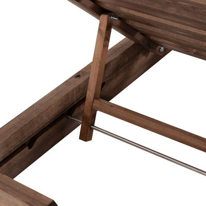 Beach Lounger Korinos Hm10772.04t Pine Wood In Walnut--cushion In Mocha 79x204x77hcm.