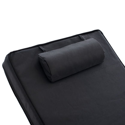 Beach Lounger Korinos Hm10772.05t Pine Wood In Walnut--cushion In Black 79x204x77hcm.
