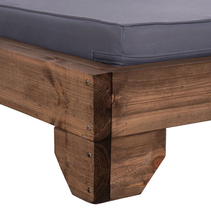 Beach Lounger Korinos Hm10772.30t Pine Wood In Walnut--cushion In Grey 79x204x77hcm.