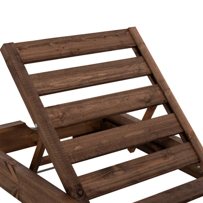 Beach Lounger Korinos Hm10773.30t Pine Wood In Walnut--cushion In Grey 79x204x80hcm.