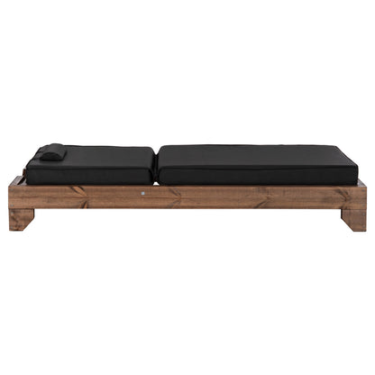 Beach Lounger Korinos Hm10773.05t Pine Wood In Walnut--cushion In Black 79x204x80hcm.