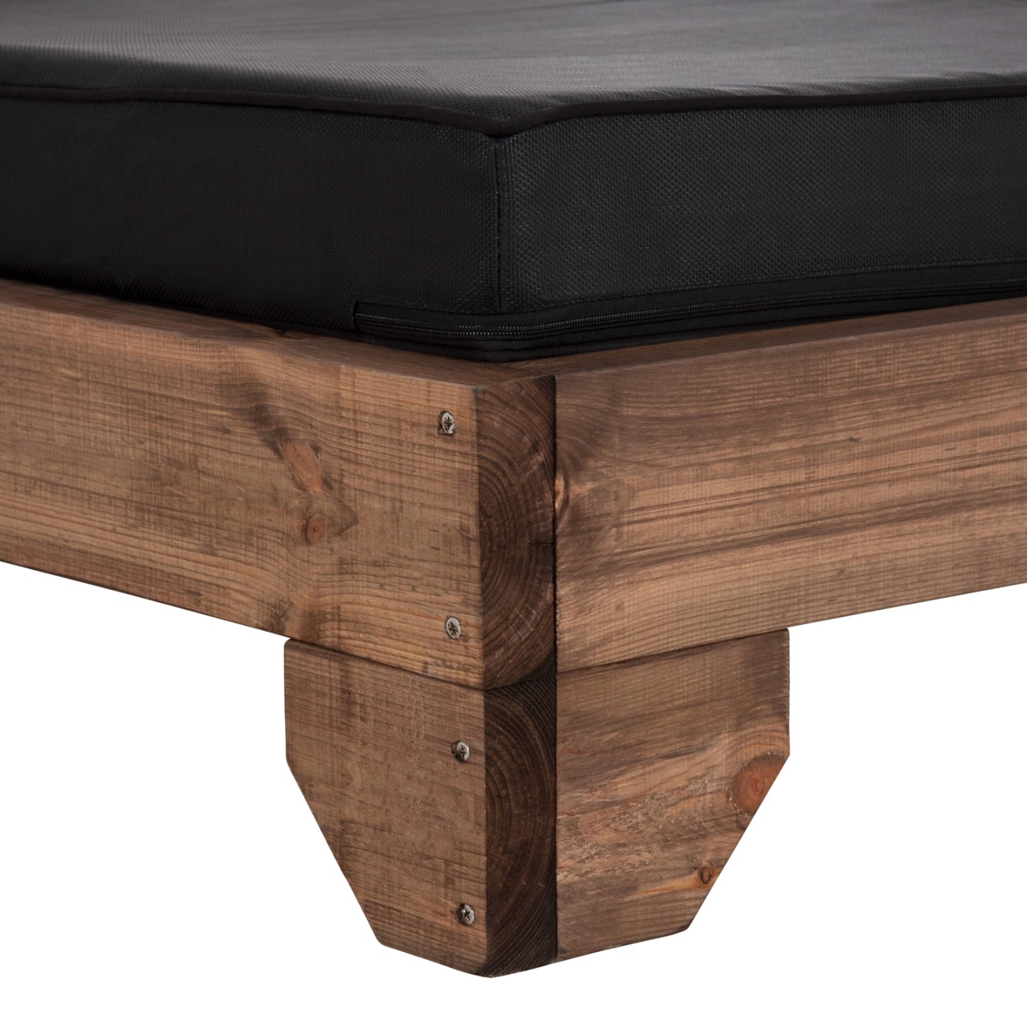 Beach Lounger Korinos Hm10773.05t Pine Wood In Walnut--cushion In Black 79x204x80hcm.