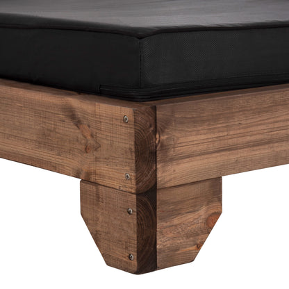 Beach Lounger Korinos Hm10773.05t Pine Wood In Walnut--cushion In Black 79x204x80hcm.