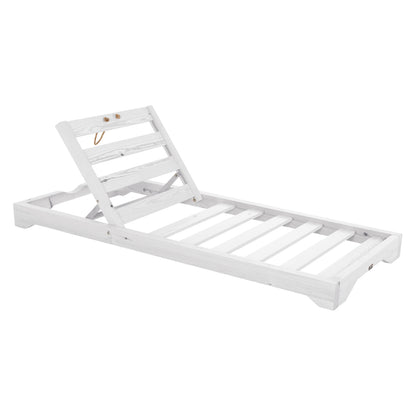 Beach Lounger Low Ikaria Hm6115.04 Pine Wood In Natural 80x208x32-100hcm.
