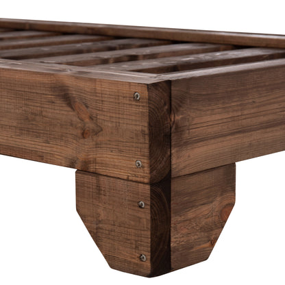 Beach Lounger Korinos Hm10773.60t Pine Wood In Walnut--cushion In Cream 79x204x80hcm.