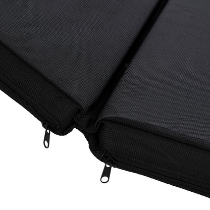 Beach Lounger With Cushion Korinos Hm10775.05t Pine Wood--textilene Cover In Black 79x204x77hcm.