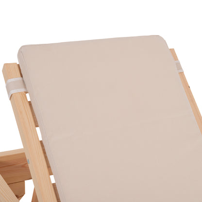Beach Lounger With Cushion Korinos Hm10775.60t Pine Wood--textilene Cover In Beige 79x204x77hcm