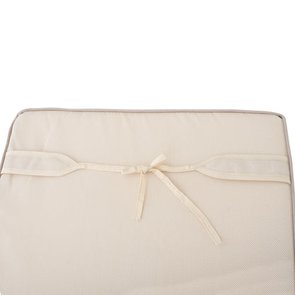 Beach Lounger With Cushion Korinos Hm10776.60t Pine Wood--textilene Cover In Cream 79x204x77hcm.