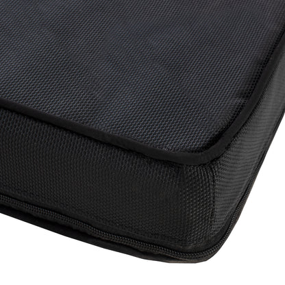 Beach Lounger With Cushion Korinos Hm10776.05t Pine Wood--textilene Cover In Black 79x204x77hcm.