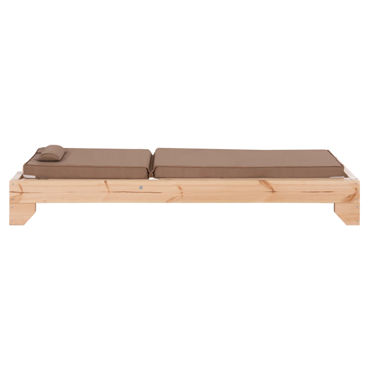 Beach Lounger With Cushion Korinos Hm10776.04t Pine Wood--textilene Cover In Mocha 79x204x77hcm.