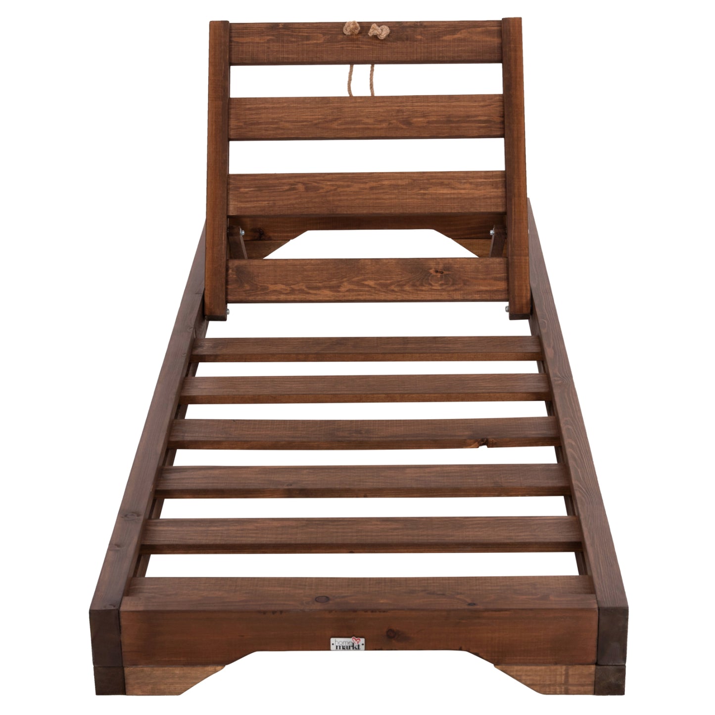 Beach Lounger With Short Legs Ikaria Hm6107.01 Pine Wood In Walnut Color-frame Only 80x208x100hcm.