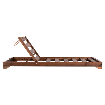 Beach Lounger With Short Legs Ikaria Hm6107.01 Pine Wood In Walnut Color-frame Only 80x208x100hcm.