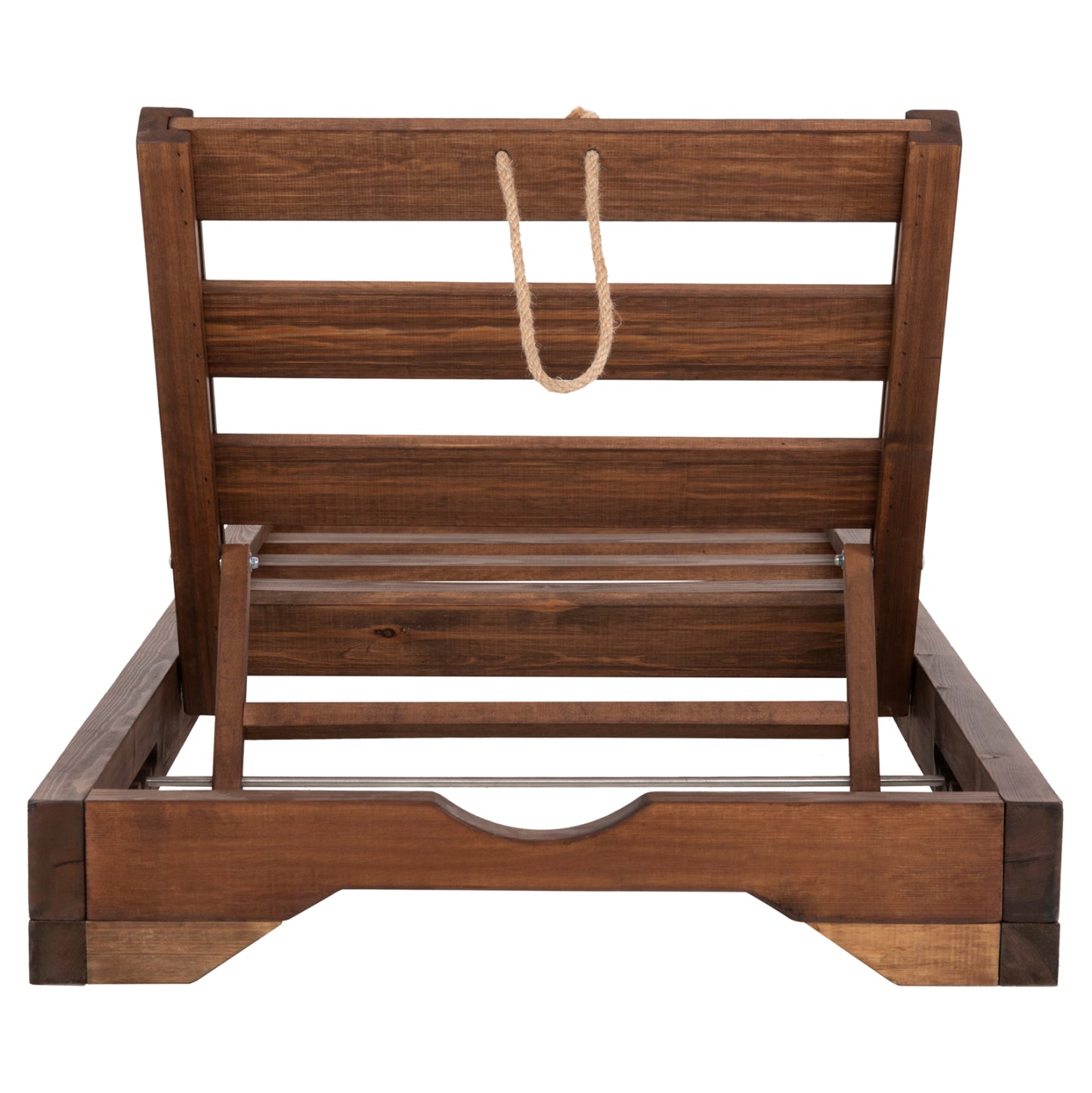 Beach Lounger With Short Legs Ikaria Hm6107.01 Pine Wood In Walnut Color-frame Only 80x208x100hcm.
