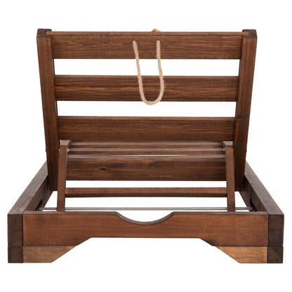 Beach Lounger With Short Legs Ikaria Hm6107.01 Pine Wood In Walnut Color-frame Only 80x208x100hcm.