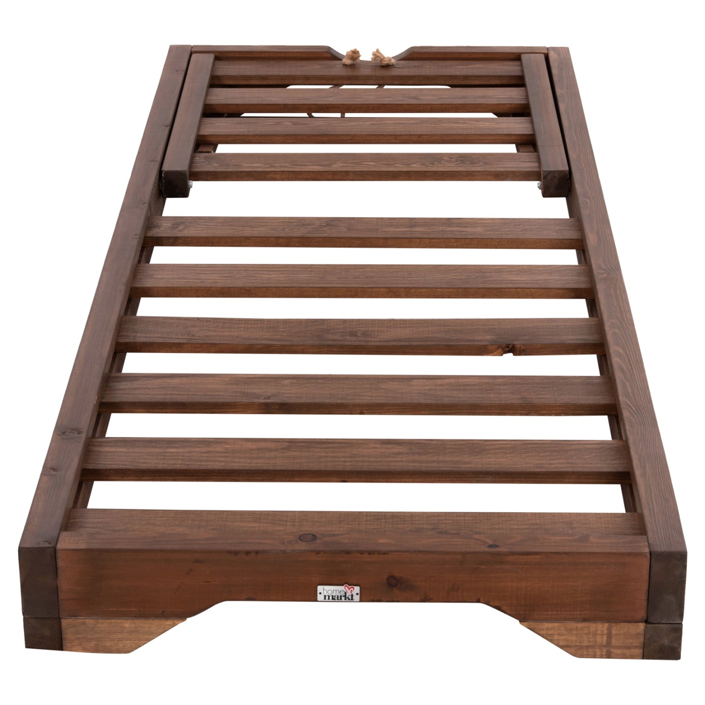 Beach Lounger With Short Legs Ikaria Hm6107.01 Pine Wood In Walnut Color-frame Only 80x208x100hcm.